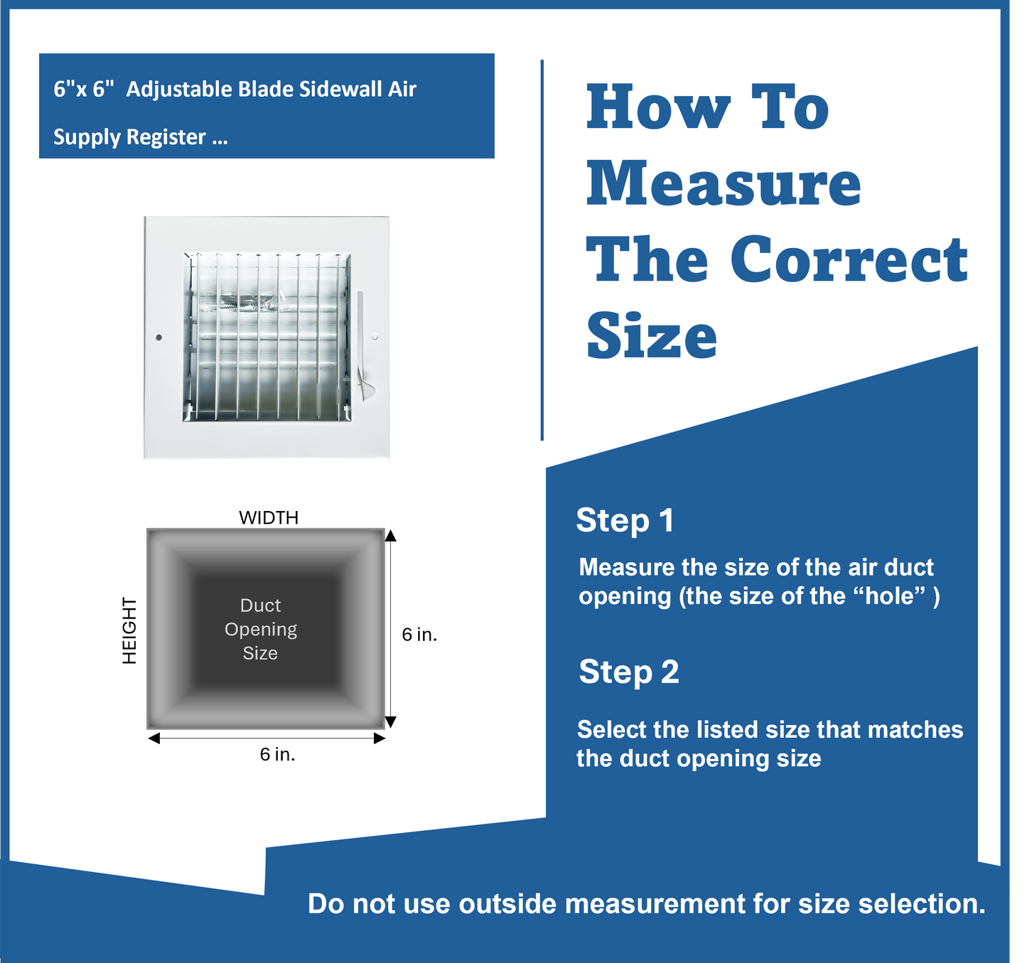 6" x 6" Adjustable Blade Sidewall Ceiling Register Vent Cover Diffuser Heavy Duty Stamped Steel (Listed Size is Duct Opening Inside Measurement)