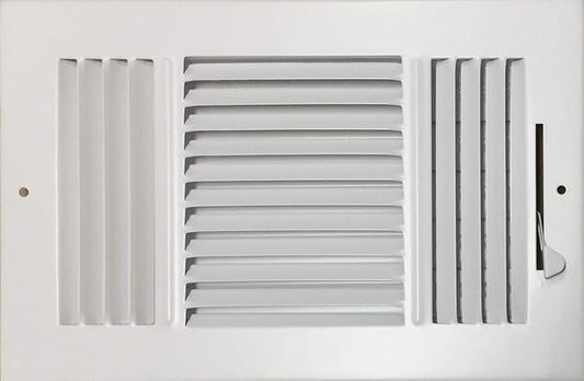 10"x 6" (Duct Opening Size) 3-Way Stamped Face Steel Ceiling/sidewall Air Supply Register - Vent Cover - Actual Outside Dimension 11.75" X 7.75"