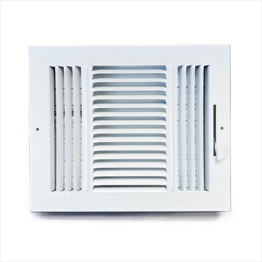 12"x 8" (Duct Opening Size) 3-Way Stamped Face Steel Ceiling/sidewall Air Supply Register - Vent Cover - Actual Outside Dimension 13.75" X 9.75"