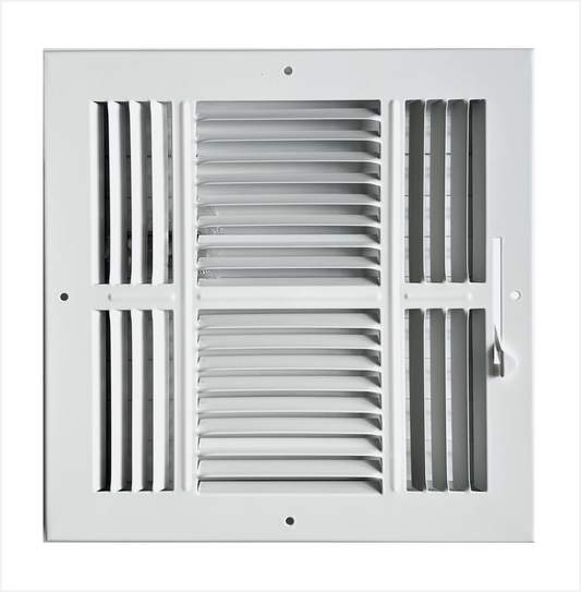 8"x 8" (Duct Opening Size) 3-Way Stamped Face Steel Ceiling/sidewall Air Supply Register - Vent Cover - Actual Outside Dimension 9.75" X 9.75"