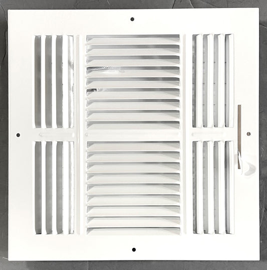 Kompell Aire 10"x 10" (Duct Opening Size) 3-Way Stamped Face Steel Ceiling/sidewall Air Supply Register - Vent Cover - Actual Outside Dimension 11.75" X 11.75"