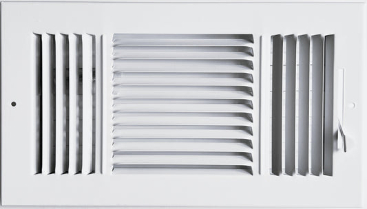 12"x 6" (Duct Opening Size) 3-Way Stamped Face Steel Ceiling/sidewall Air Supply Register - Vent Cover - Actual Outside Dimension 13.75" X 7.75"