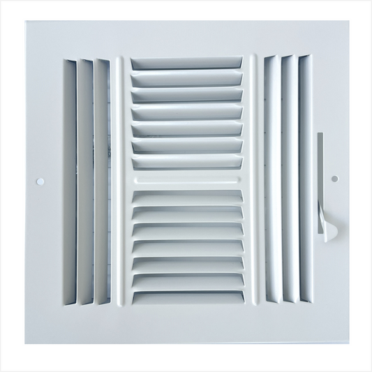 8"x 8" (Duct Opening Size) 4-Way Stamped Face Steel Ceiling/sidewall Air Supply Register - Vent Cover - Actual Outside Dimension 9.75" X 9.75"