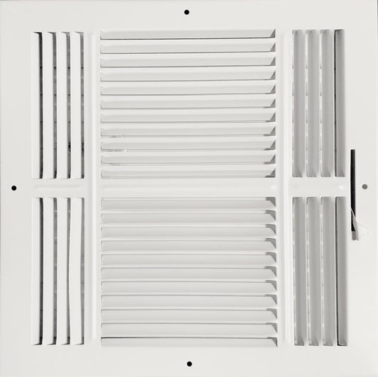 Kompell Aire 12"x 12" (Duct Opening Size) 4-Way Stamped Face Steel Ceiling/sidewall Air Supply Register - Vent Cover - Actual Outside Dimension 13.75" X 13.75"