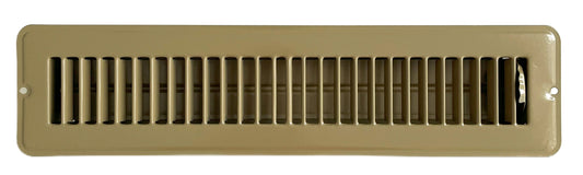 RV and Home Brown Stamped Steel Floor Diffuser/Register with Damper 14" X 2" (Duct Opening Size) Outside Dimension 15.5"x 3.75"