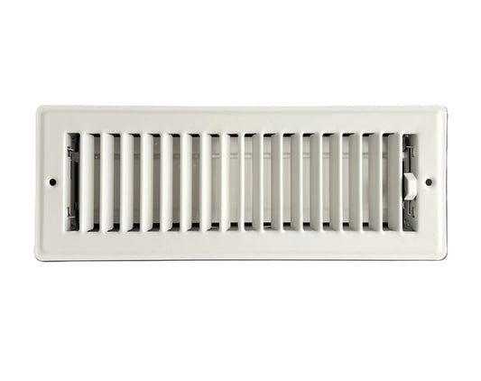 RV and Home White Stamped Steel Floor Diffuser/Register with Damper 10" X 3" (Duct Opening Size) Outside Dimension 11.5"x 4.5"