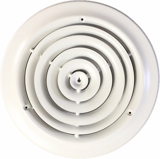 Kompell Aire 10" Round Ceiling Diffuser White Powder Coated with Outside Dimension of 14" Fitting in 10" Duct