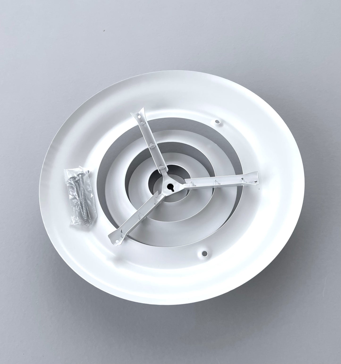 Kompell Aire 6" Round Ceiling Diffuser White Powder Coated with Outside Dimension of 10" Fitting in 6" Duct