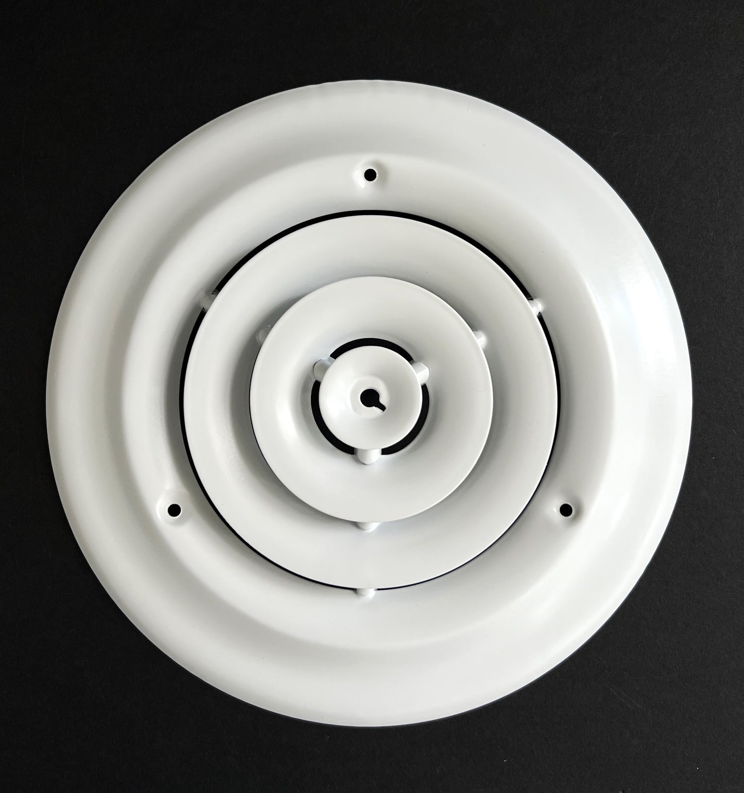 8" Round Ceiling Diffuser White Powder Coated fitting in 8" Duct Opening