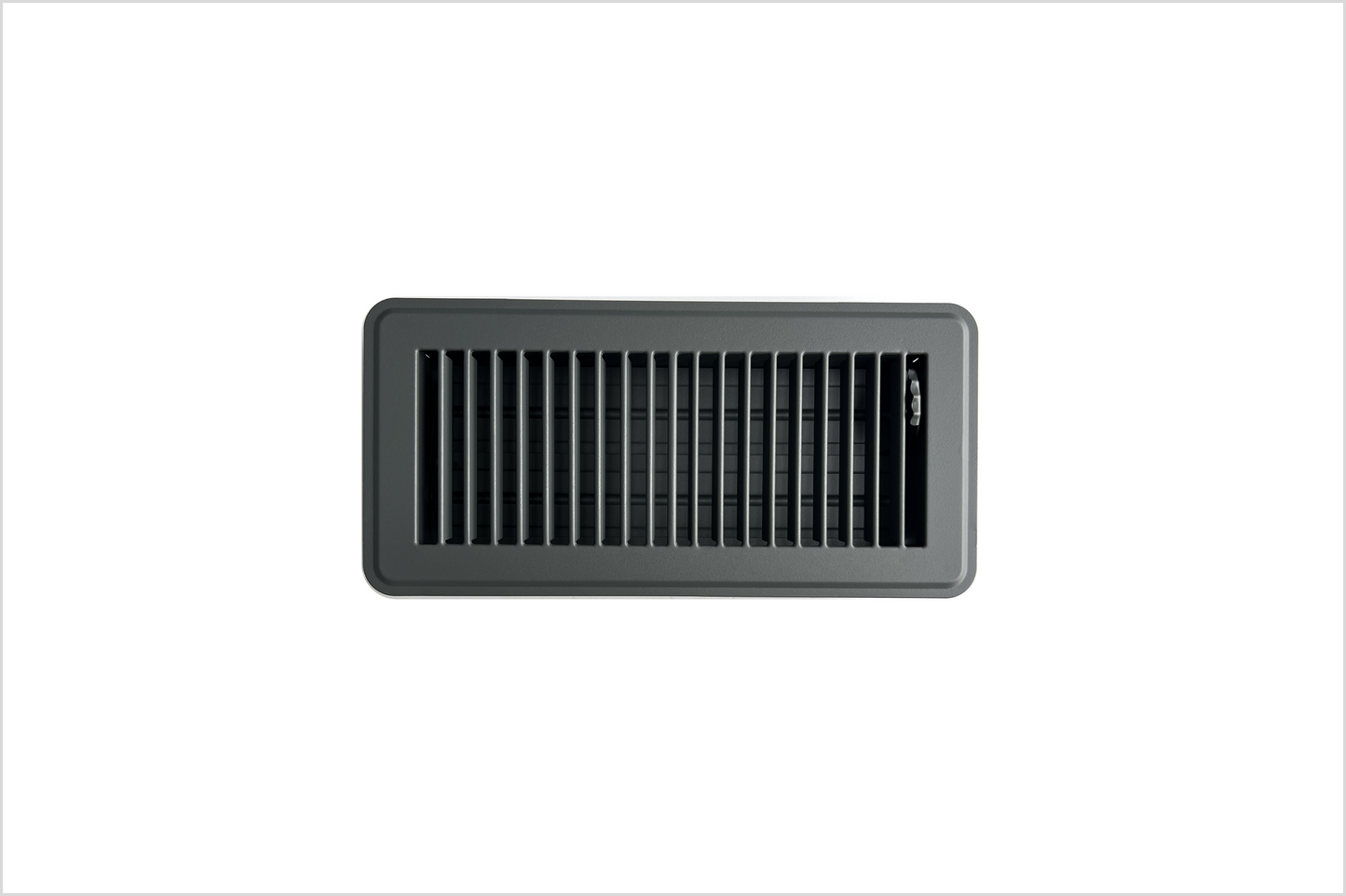 Heavy Duty Steel Floor Vent with Beautiful Gray Matte Finish. Fits in 4 x 10 Duct Opening. Overall Dimension is 5.75 in Wide x 11.75 in Long