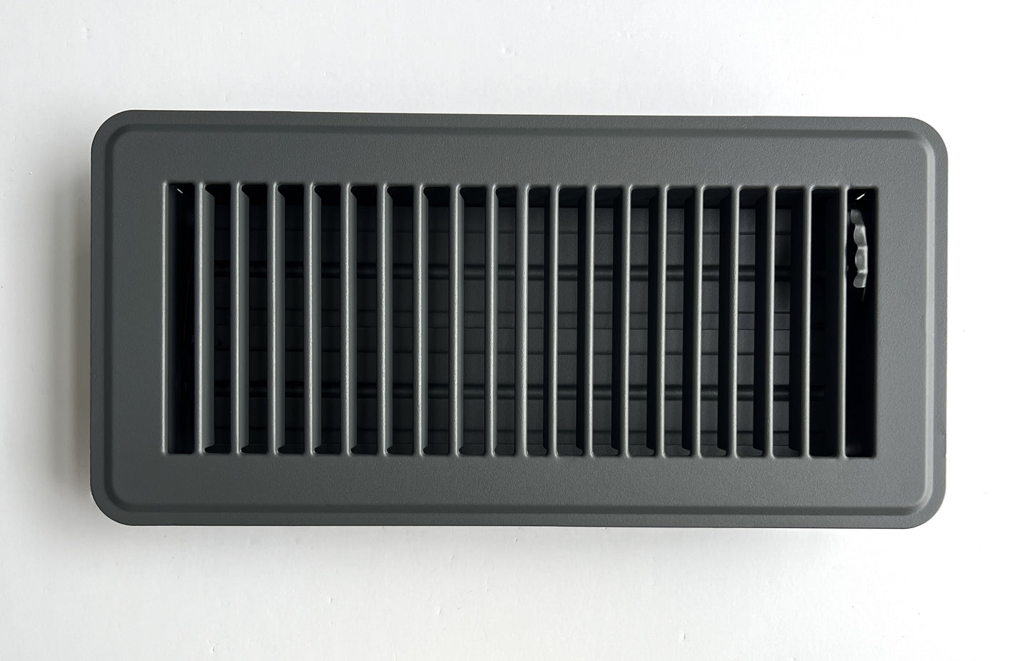 Heavy Duty Steel Floor Vent with Beautiful Gray Matte Finish. Fits in 4 x 10 Duct Opening. Overall Dimension is 5.75 in Wide x 11.75 in Long