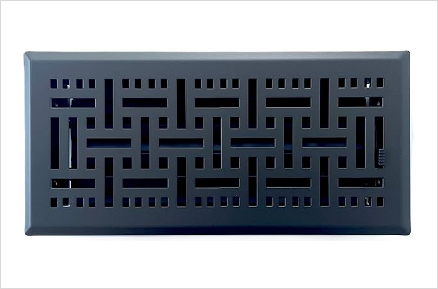 Heavy Duty Steel Floor Vent with Contemporary Design and Beautiful Black Matte Finish. Fits in 4 x 10 Duct Opening. Overall Dimension is 5.75 in Wide x 11.75 in Long