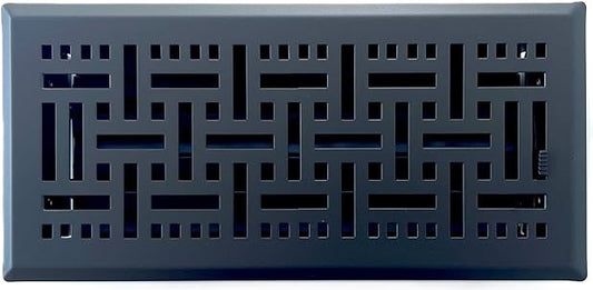 Heavy Duty Steel Floor Vent with Contemporary Design and Beautiful Black Matte Finish. Fits in 4 x 10 Duct Opening. Overall Dimension is 5.75 in Wide x 11.75 in Long.