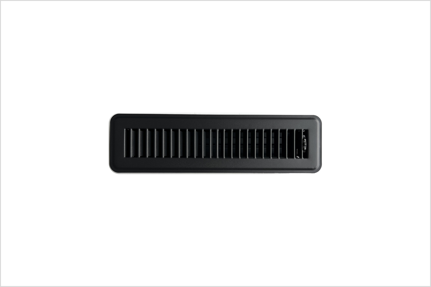 Heavy Duty Steel Floor Vent with Beautiful Black Matte Finish. Fits in 2 x 12duct Opening. Overall Dimension is 3.75 in Wide x 13.75 in Long