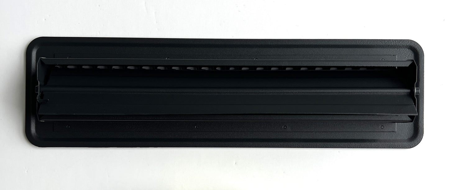 Heavy Duty Steel Floor Vent with Beautiful Black Matte Finish. Fits in 2 x 12duct Opening. Overall Dimension is 3.75 in Wide x 13.75 in Long