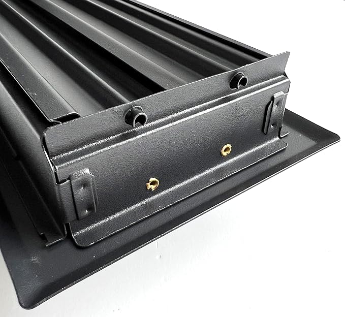 Heavy Duty Steel Floor Vent with Stamped face 1/3" fin spacing Back Matte Finish. Fits in 4 x 10 Duct Opening. Overall Dimension is 5.75 in Wide x 11.75 in Long