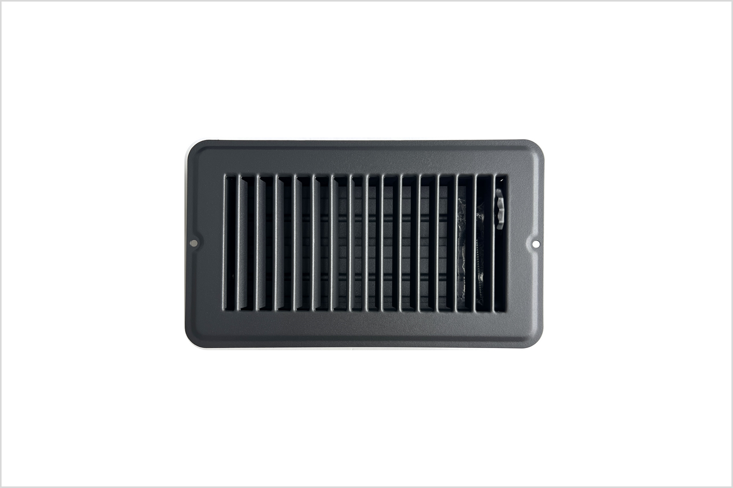 Heavy Duty Steel Floor Vent with Beautiful Black Matte Finish. Fits in 4 x 8 Duct Opening. Overall Dimension is 5.75 in Wide x 9.75 in Long