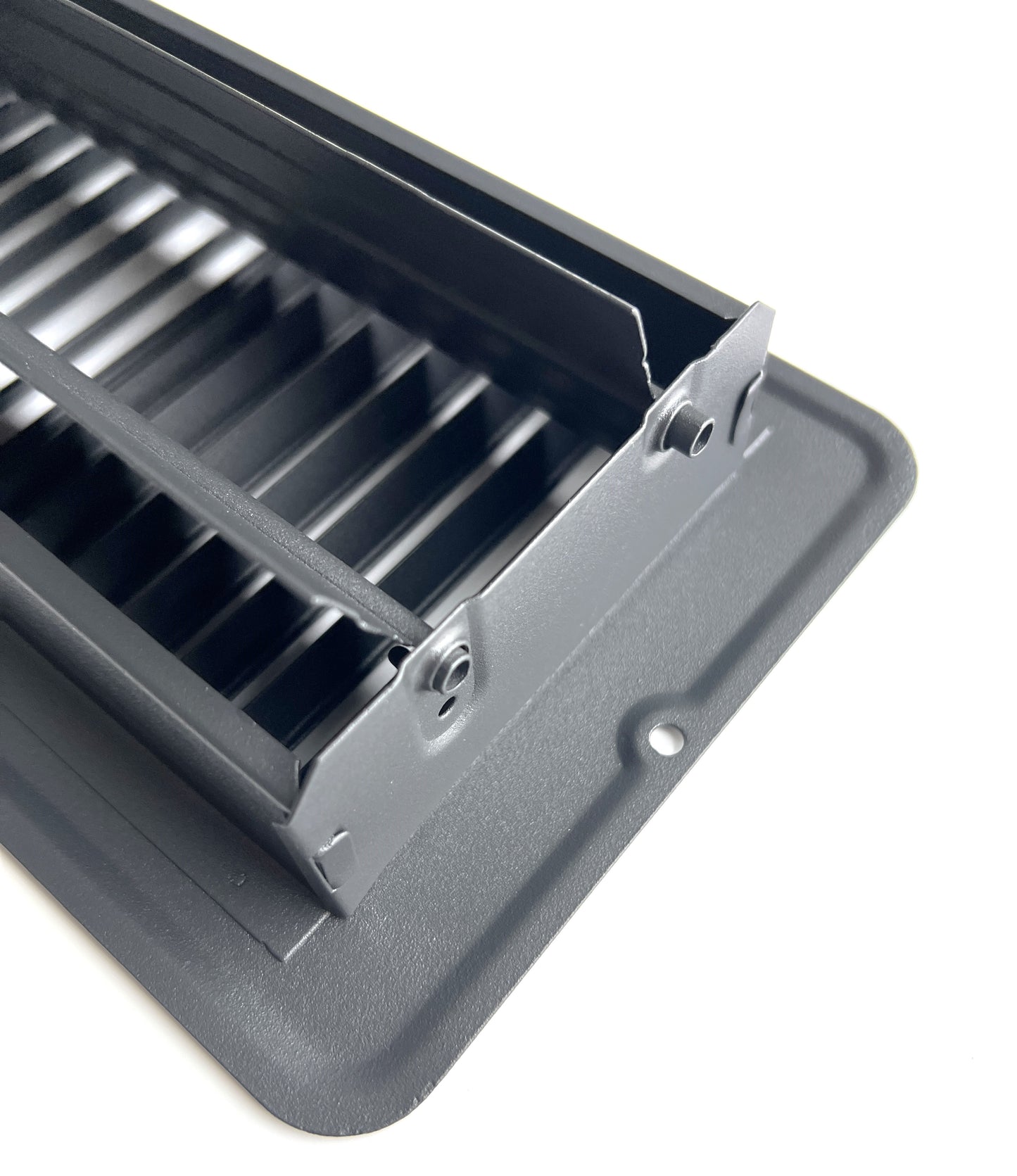 Heavy Duty Steel Floor Vent with Beautiful Black Matte Finish. Fits in 4 x 8 Duct Opening. Overall Dimension is 5.75 in Wide x 9.75 in Long